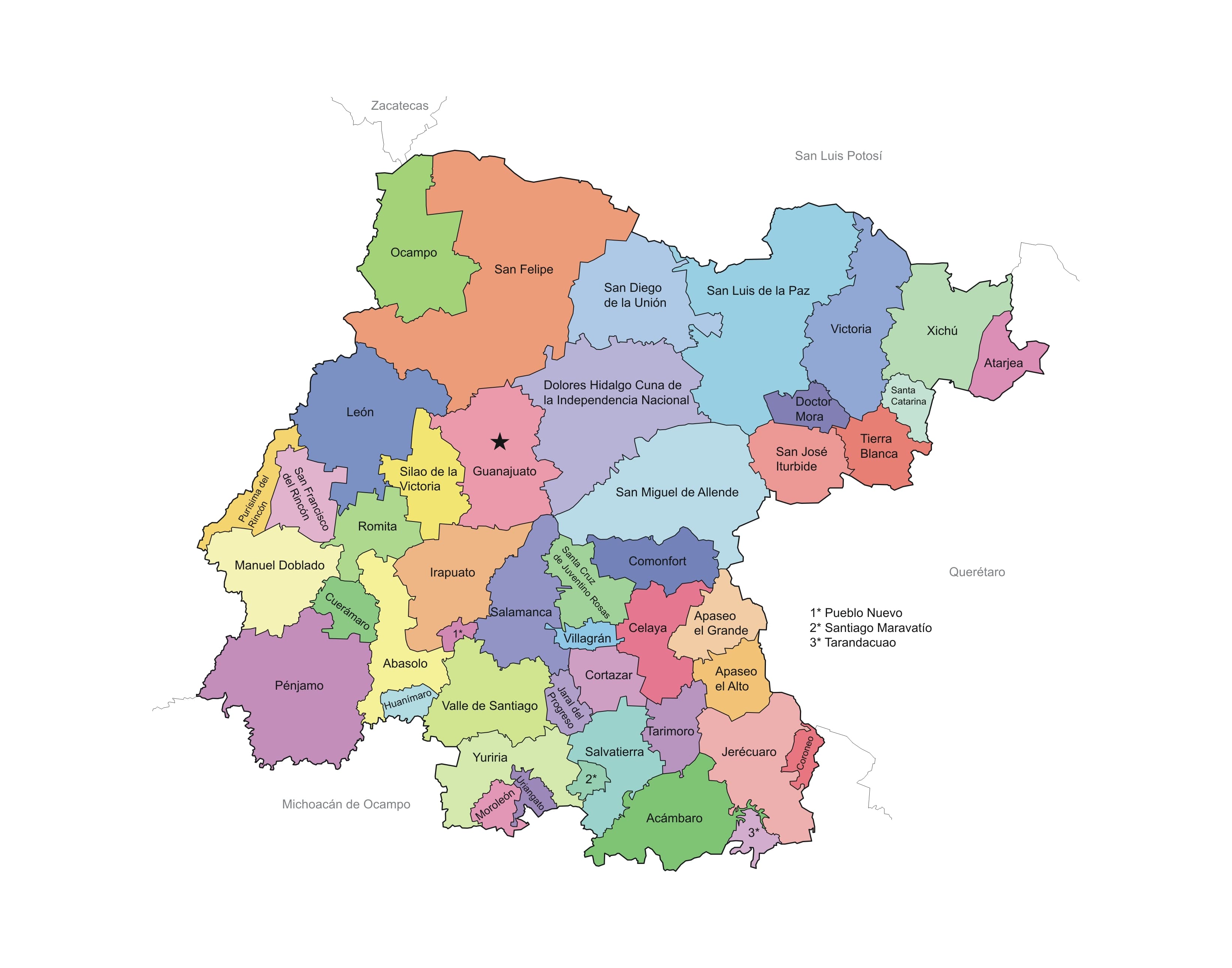 Mapa De Guanajuato Gratis Con Nombres En Pdf Y Con Los Municipios
