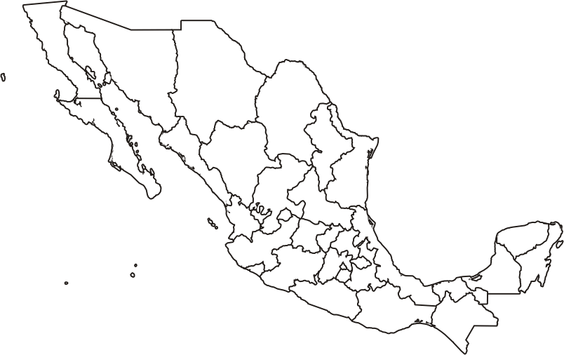 Mapa de México sin Nombres