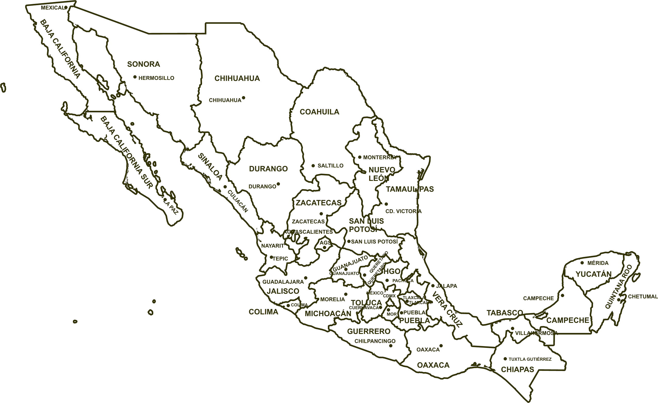 Mapa de la república con nombres