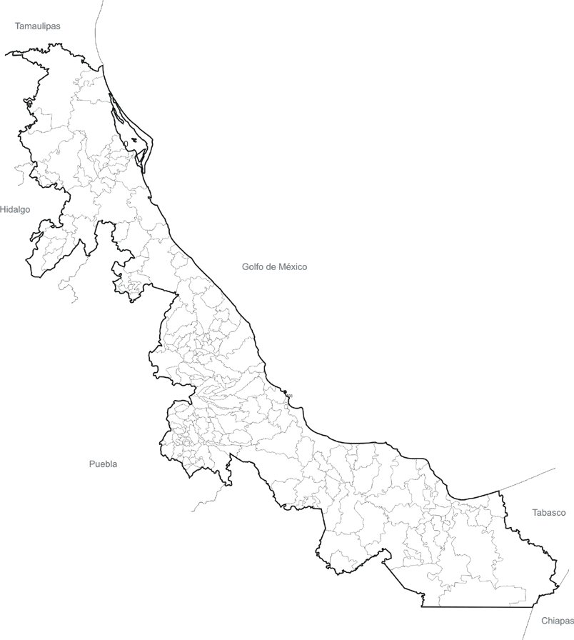 Mapa de Veracruz en blanco y negro