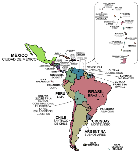 Mapa De Latinoamérica En Pdf Para Imprimir Con Y Sin Nombres 0213
