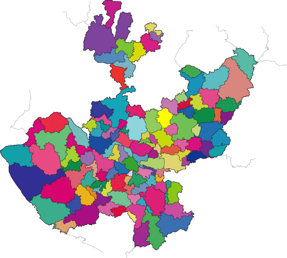 Mapa de Jalisco Guadalajara a color sin nombres