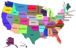 Mapa de Estados Unidos con nombres y sus capitales