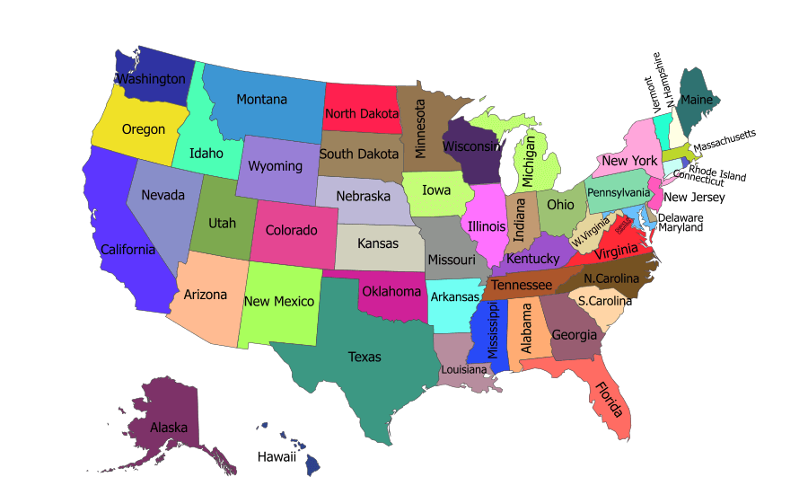 Mapa De Estados Unidos Con Nombres Y Sus Capitales