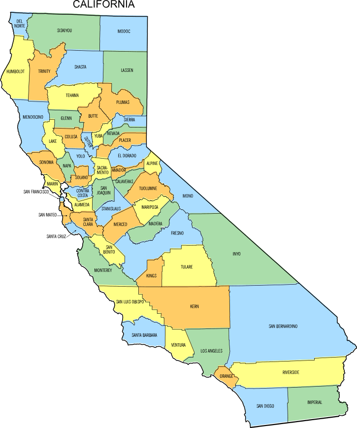 Mapa De California Y Sus Ciudades Gratis En Pdf Para Imprimir
