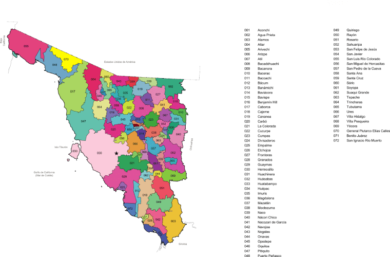 Mapa de Sonora con los nombres de los municipios para descargar