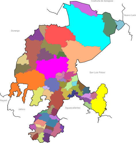 Mapa De Zacatecas Con Nombres De Municipios Para Imprimir