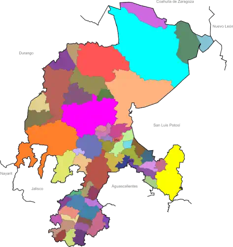 Mapa de Zacatecas sin nombres