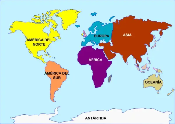 Mapa de los continentes