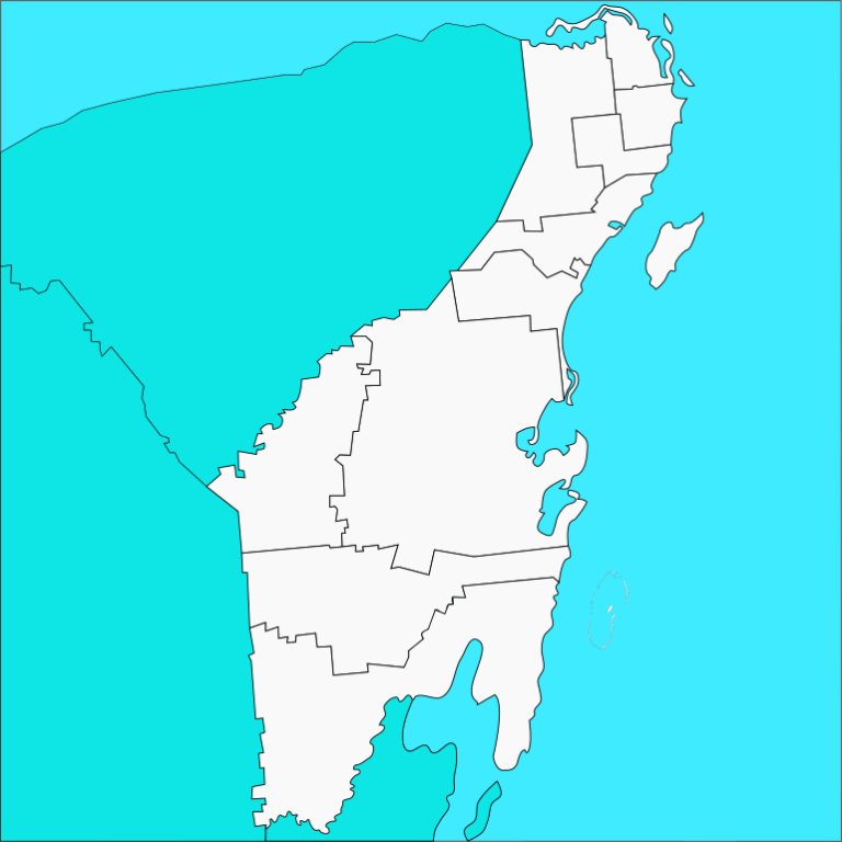 Mapa de Quintana Roo para imprimir con sus municipios