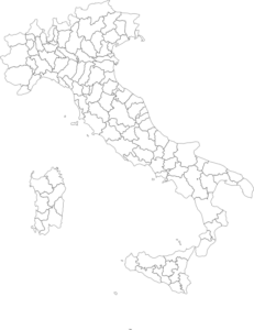 Mapa de Italia con el nombre de ciudades en PDF para imprimir