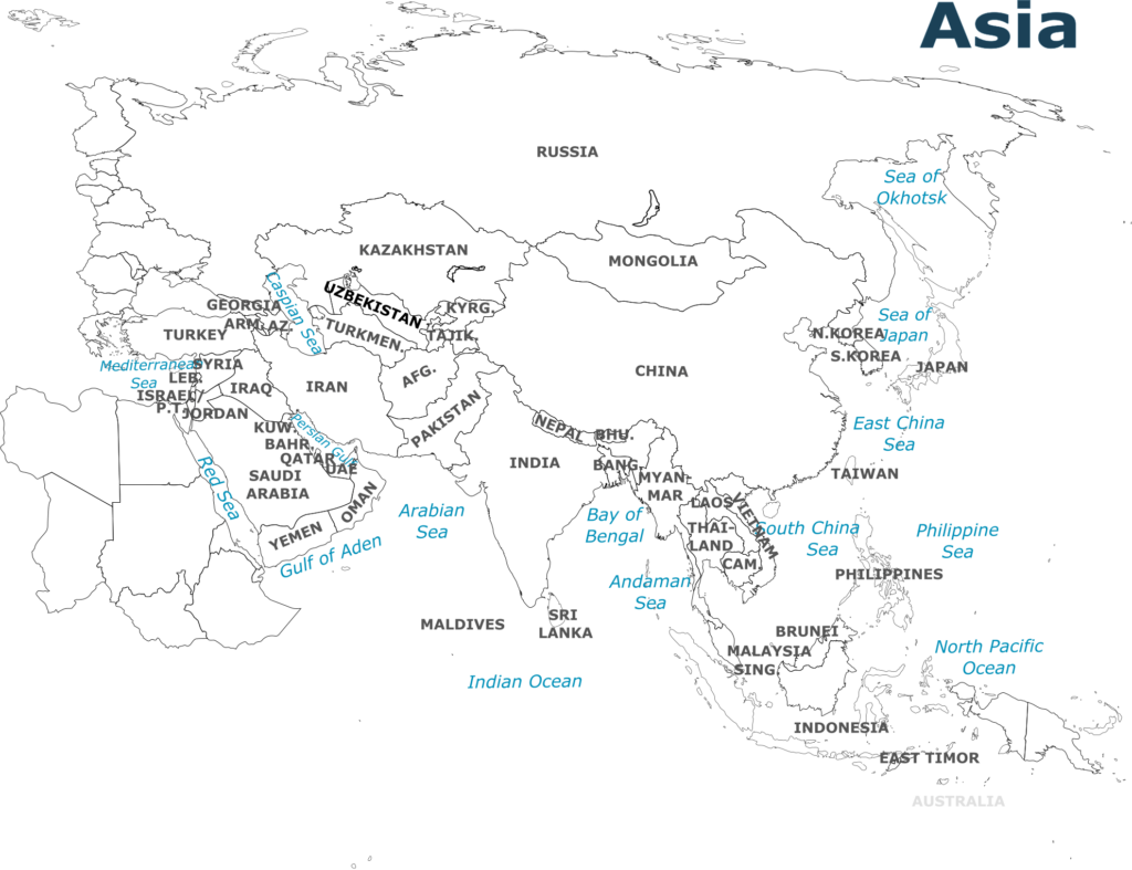 Mapa de Asia: tipos, descargas gratuitas y uso en proyectos