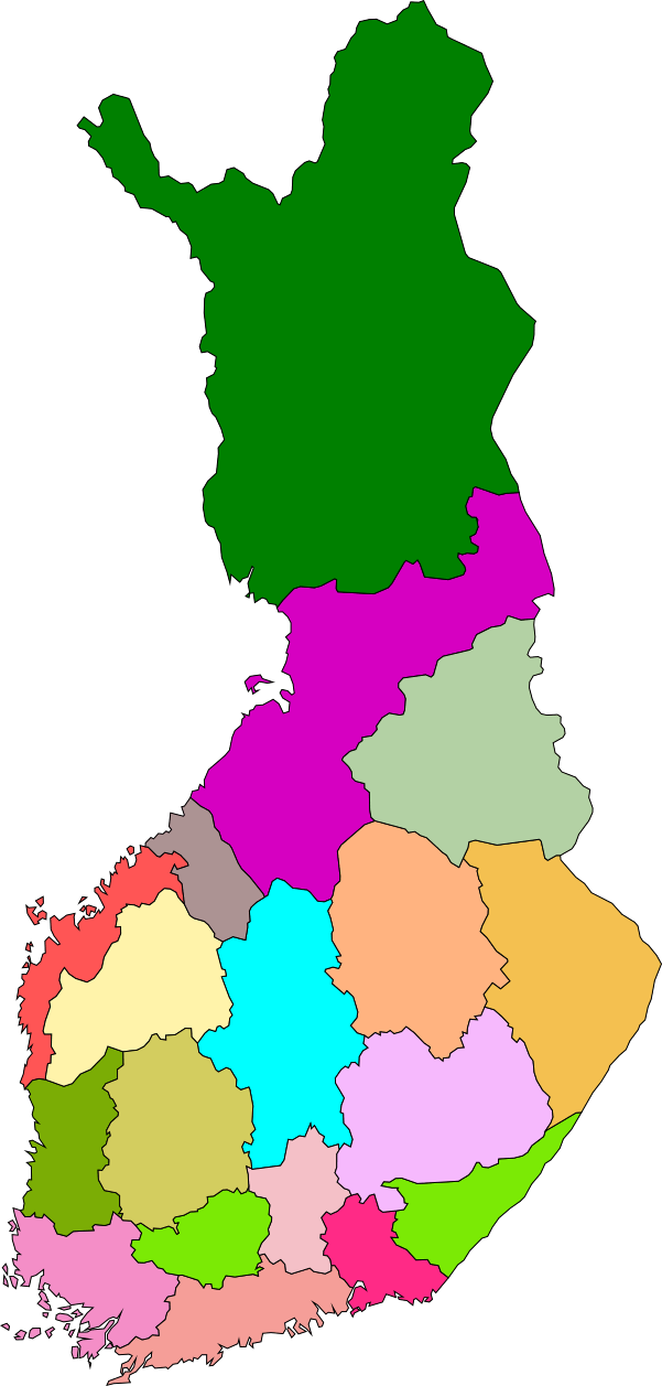Mapa de Finlandia sin nombres