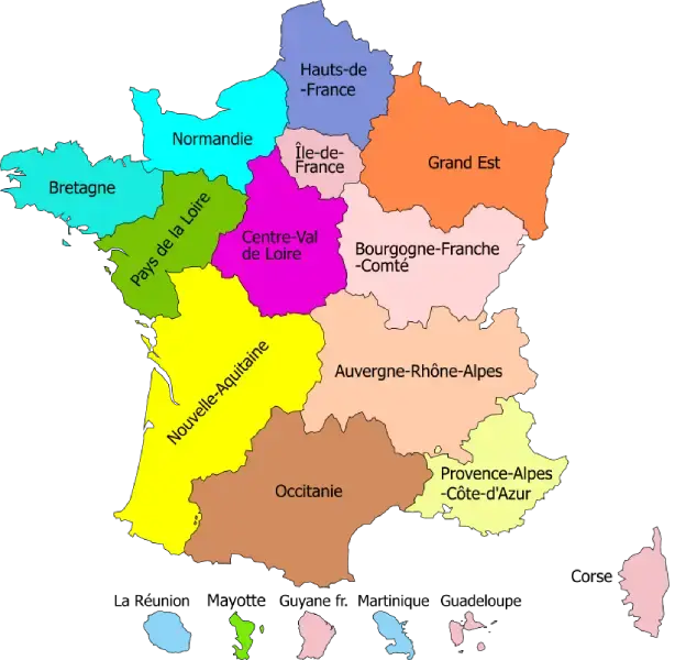 Mapa de Francia con nombres