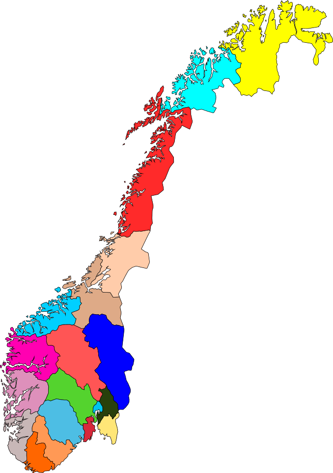 Mapa de Noruega sin nombres