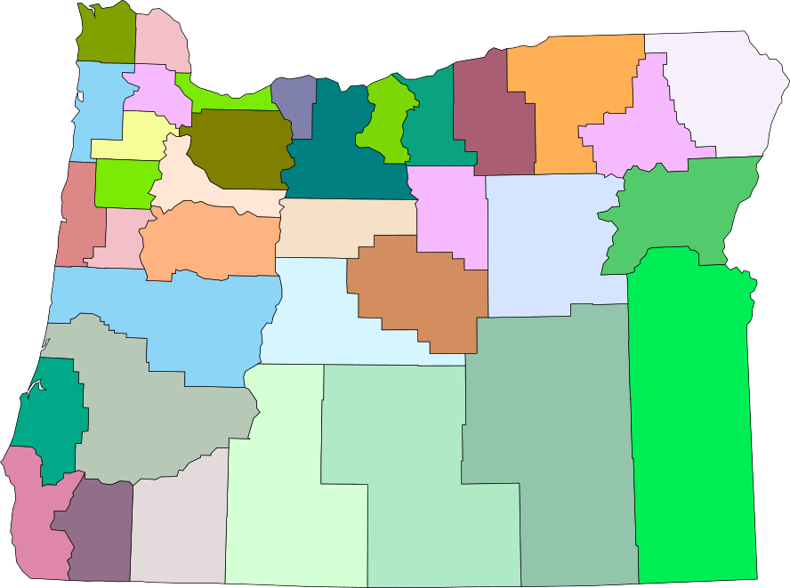 Mapa de Oregón sin nombres