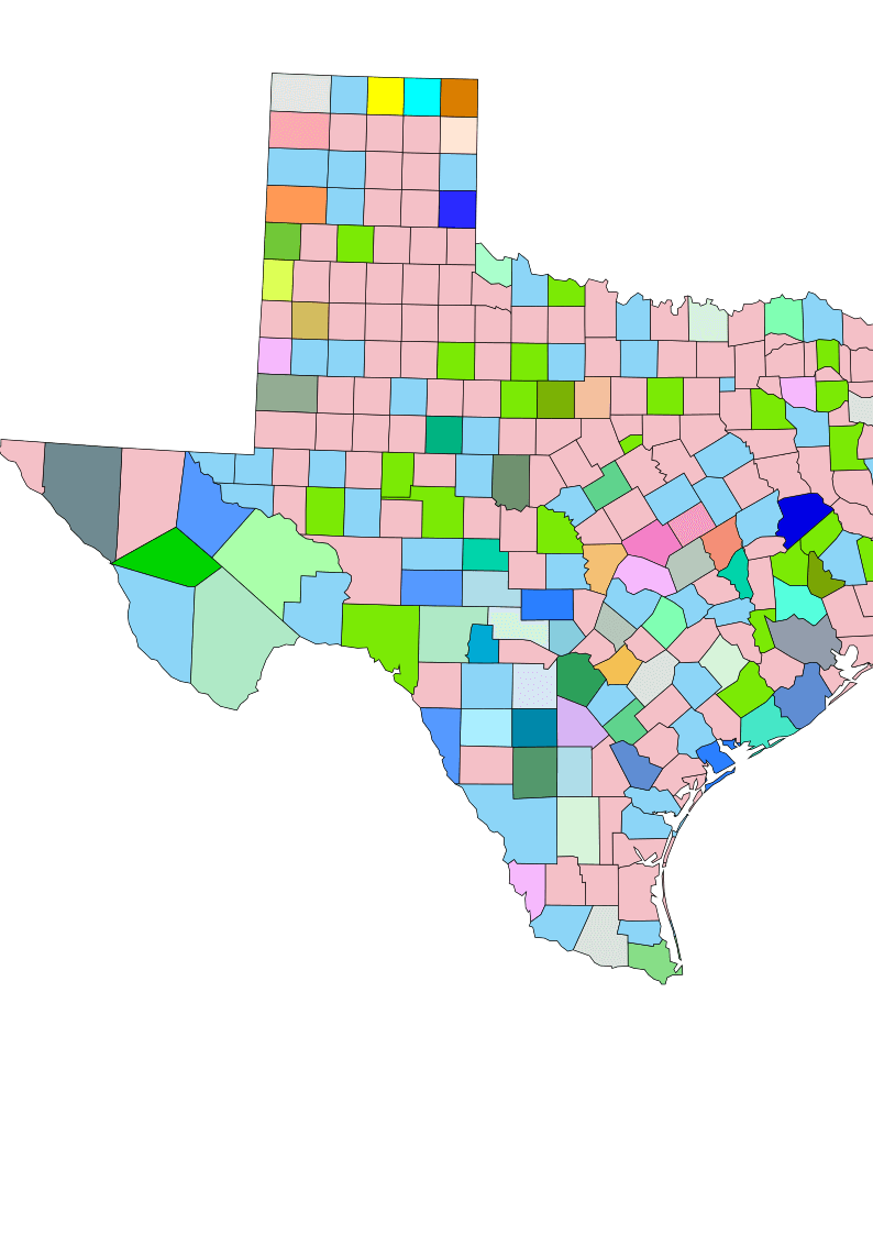 Mapa de Texas sin nombres