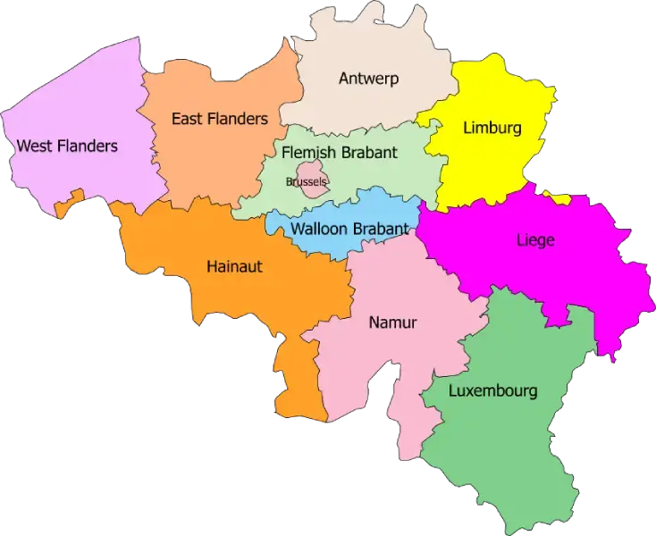 Mapa de Bélgica