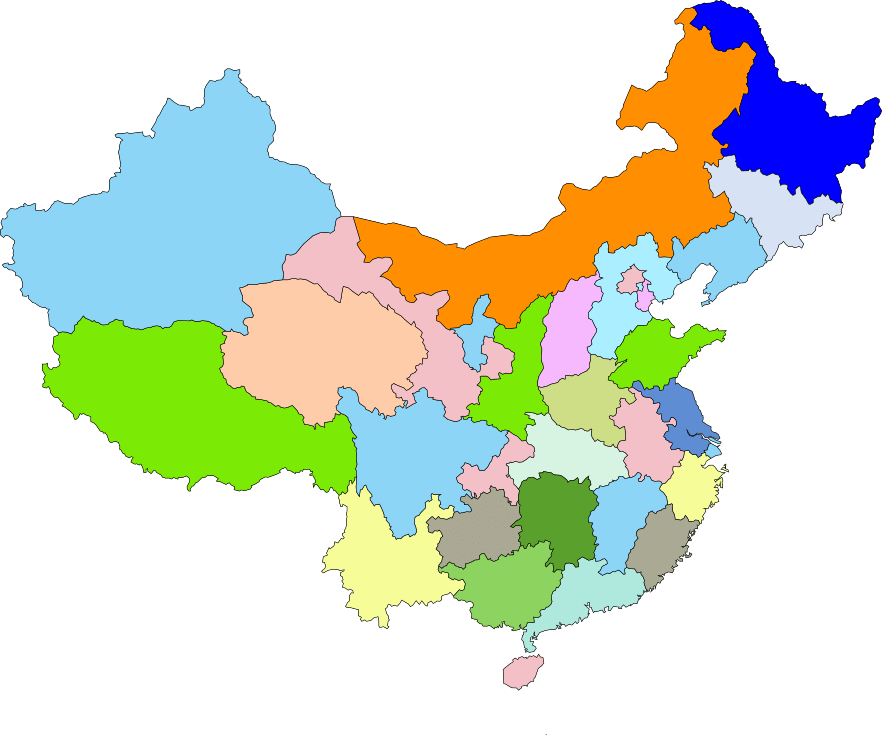 Mapa de China sin nombres