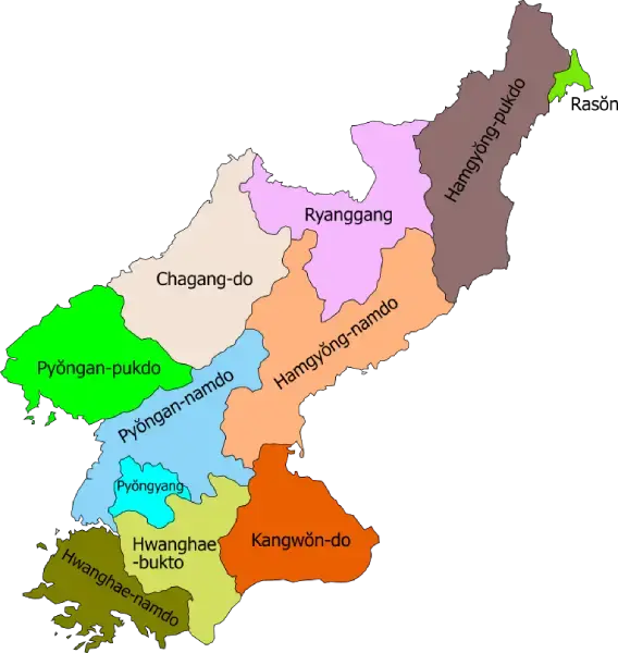 Mapa de Corea del Norte