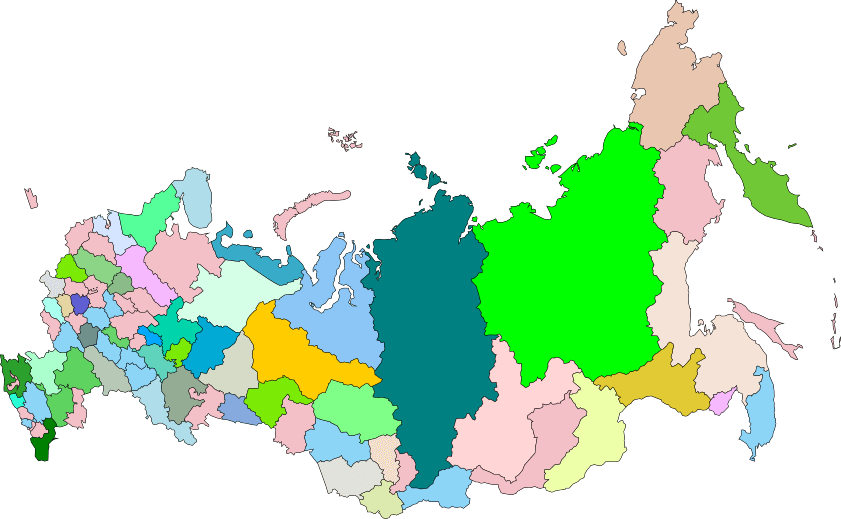 Mapa de Rusia sin nombres