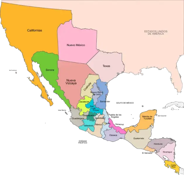 Mapa de 1821 México