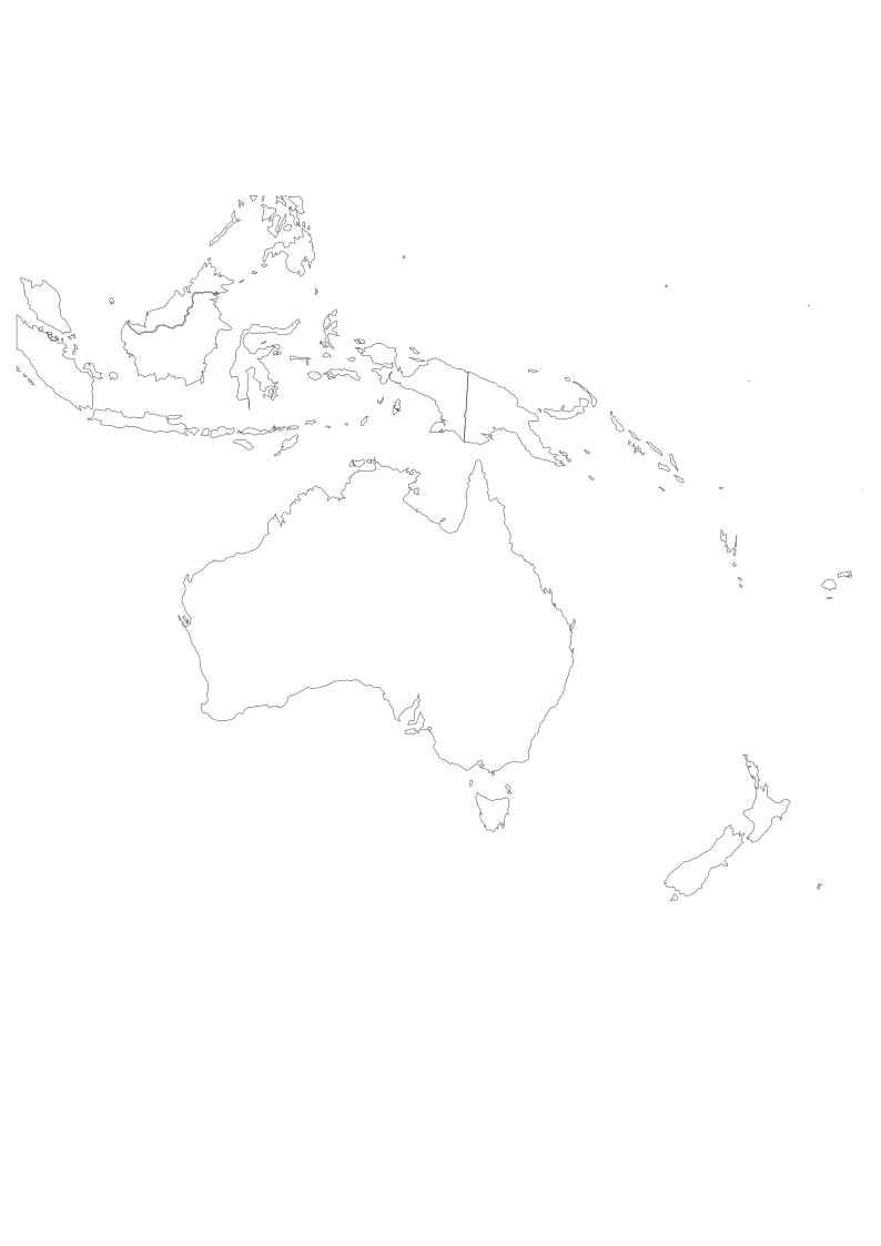 Mapa de Oceanía sin color