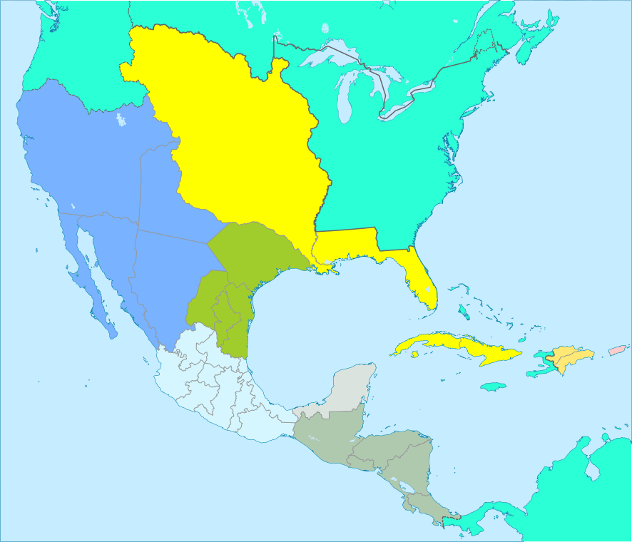 Mapa de Nueva España sin nombres