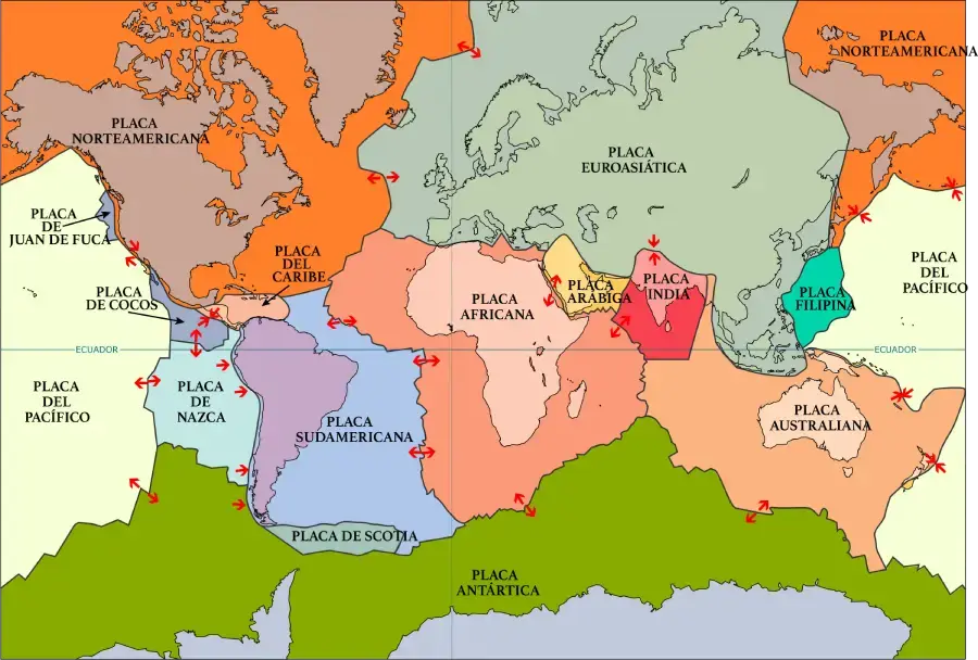 Mapa de placas tectónicas