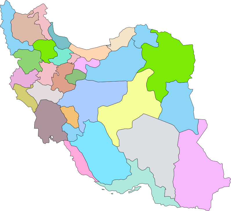Mapa de Irán sin nombres