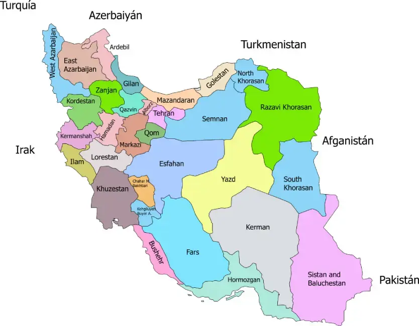 Mapa de Irán