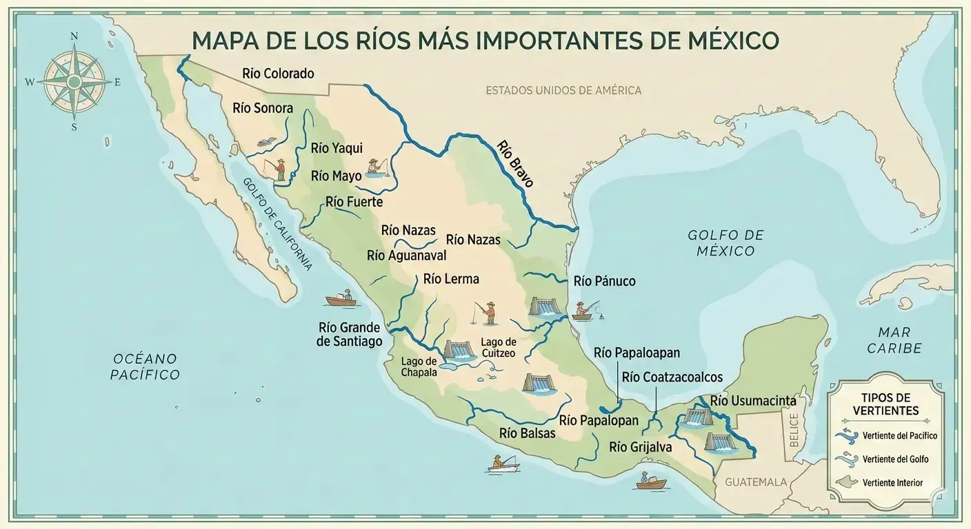 Mapa de ríos de México