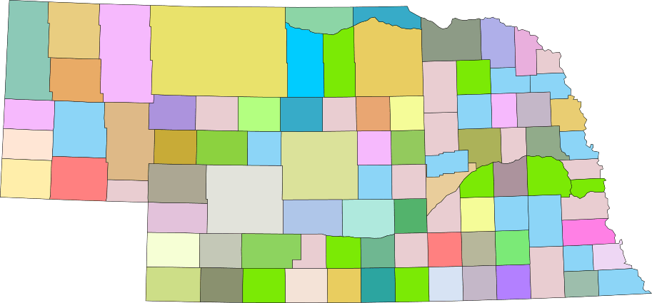 Mapa de Nebraska sin nombres