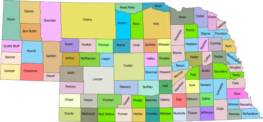 Mapa de Nebraska