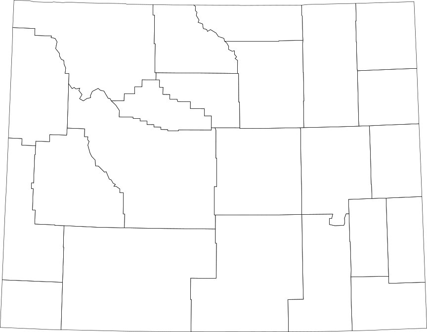 Mapa de Wyoming blanco y negro