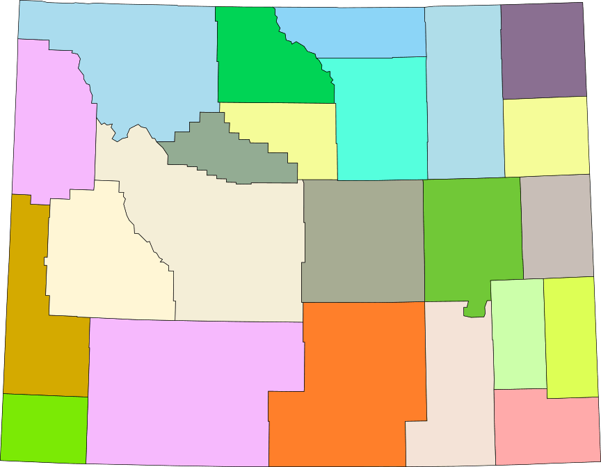 Mapa de Wyoming sin nombres