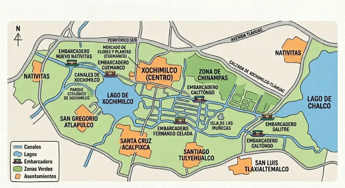 Mapa de Xochimilco