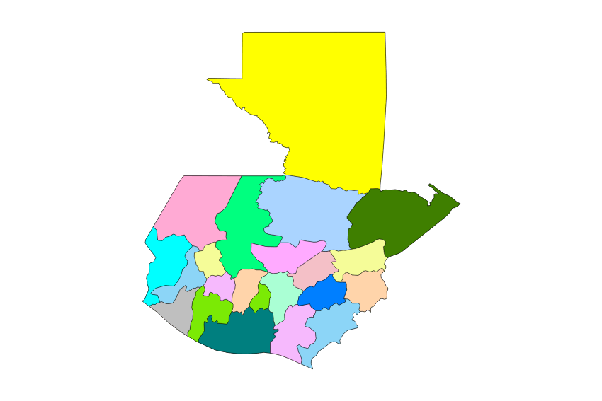 Mapa de Guatemala sin nombres