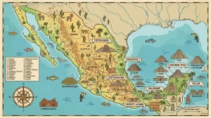 Mapa de zonas arqueológicas en México