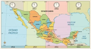 Mapa de zonas horarias de México