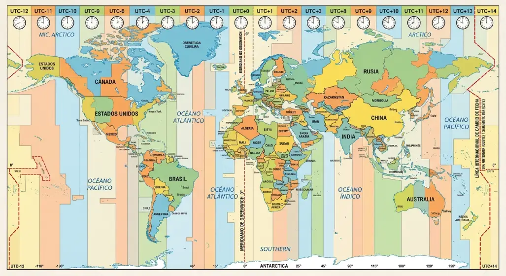 Mapa de zonas horarias del mundo