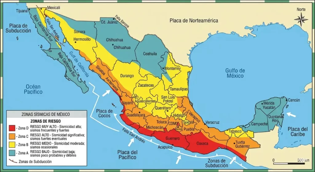 Mapa de zonas sísmicas