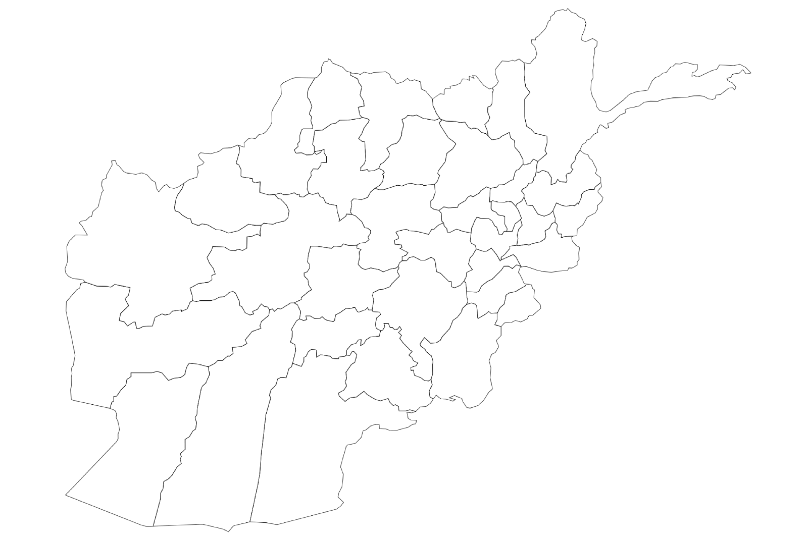 Mapa de Afganistán sin color
