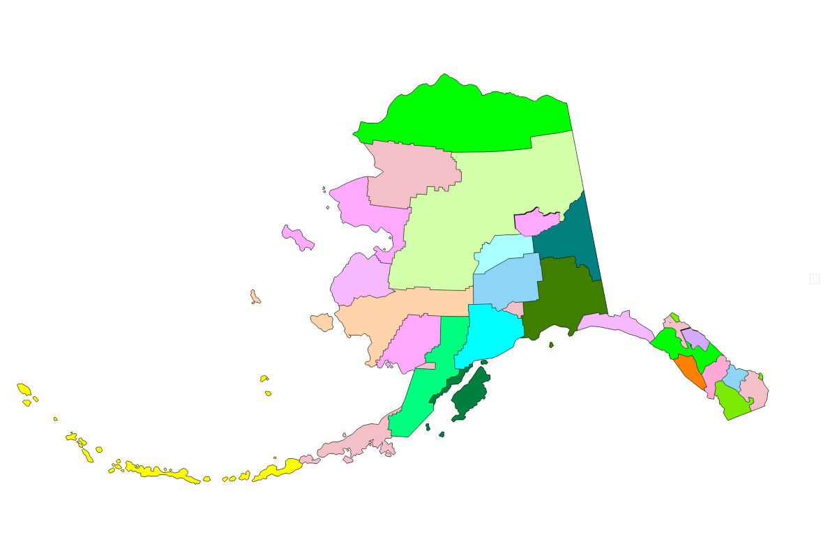 Mapa de Alaska sin nombres