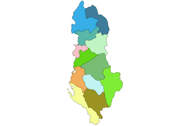 Mapa de Albania sin nombres