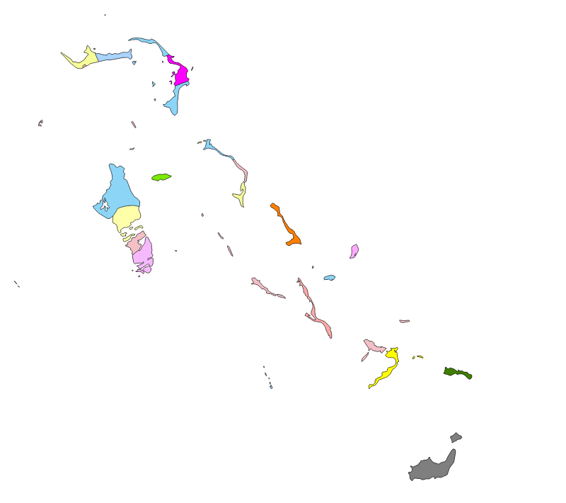 Mapa de las Bahamas sin nombres