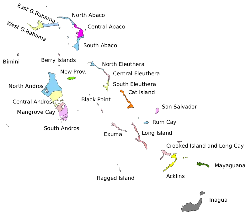 Mapa de las Bahamas