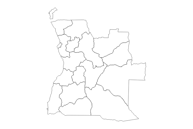 Mapa de Angola blanco y negro