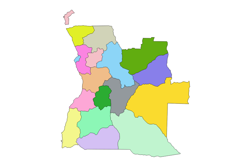 Mapa de Angola sin nombres