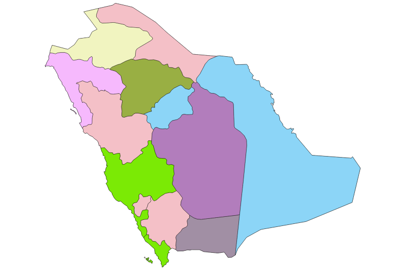 Mapa de Arabia Saudita sin nombres